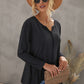 Notched Neck Asymmetric Hem Top