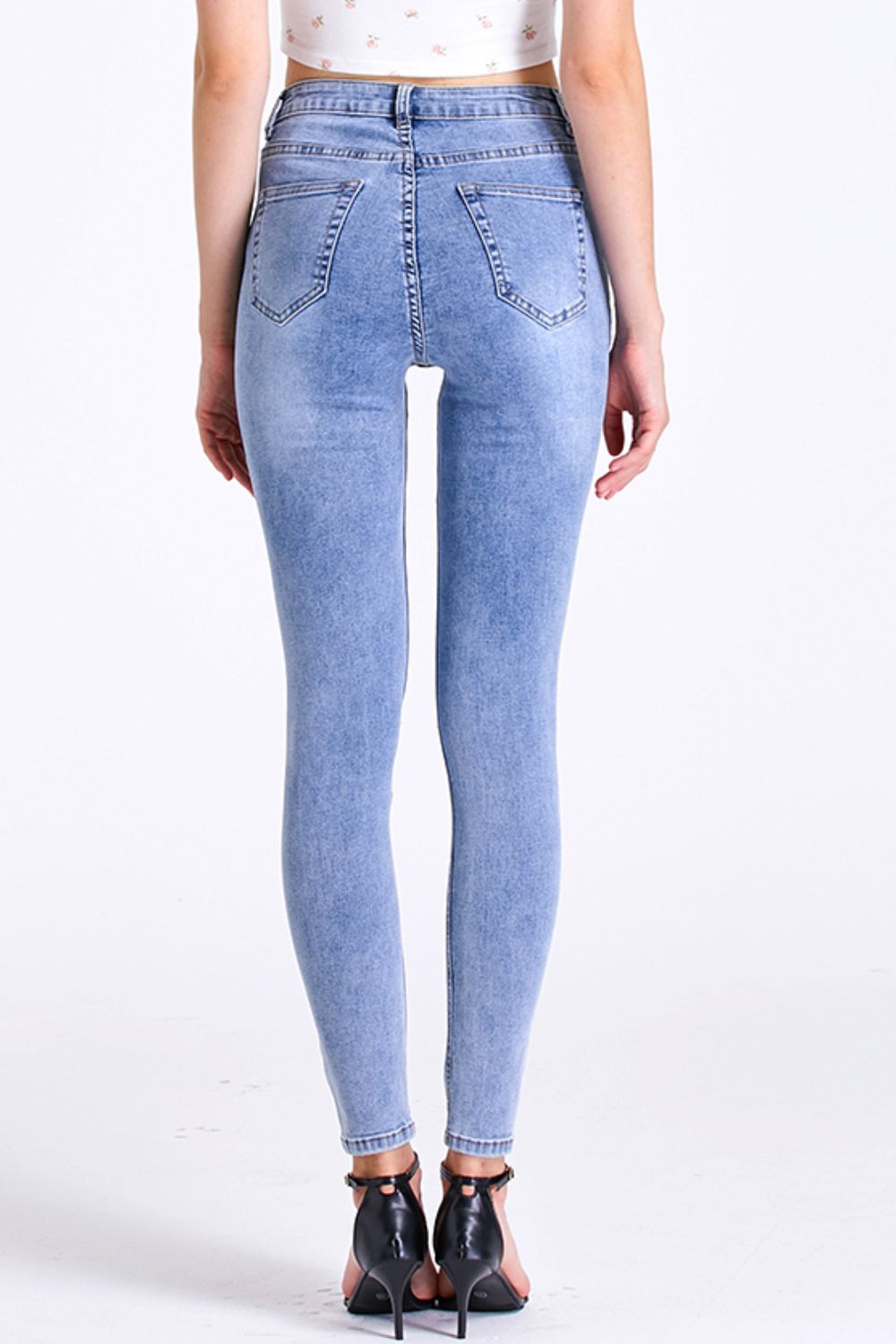 Full Size Distressed Knee Skinny Jeans