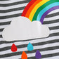 Girls Rainbow Graphic Striped Long Sleeve Dress