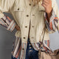 Striped Frayed Hem Corduroy Jacket