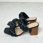 SODA Interwoven Ideas Braided Strap Block Heel Slide Sandal in Black