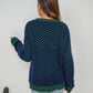 Chevron Two-Tone Fuzzy Sweater