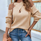Crisscross Cold-Shoulder Rib-Knit Sweater