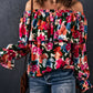 Floral Off-Shoulder Flounce Sleeve Layered Blouse