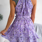 Floral Tie Waist Ruffle Hem Sleeveless Dress