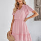 Frill Trim Tie Neck Flutter Sleeve Dress