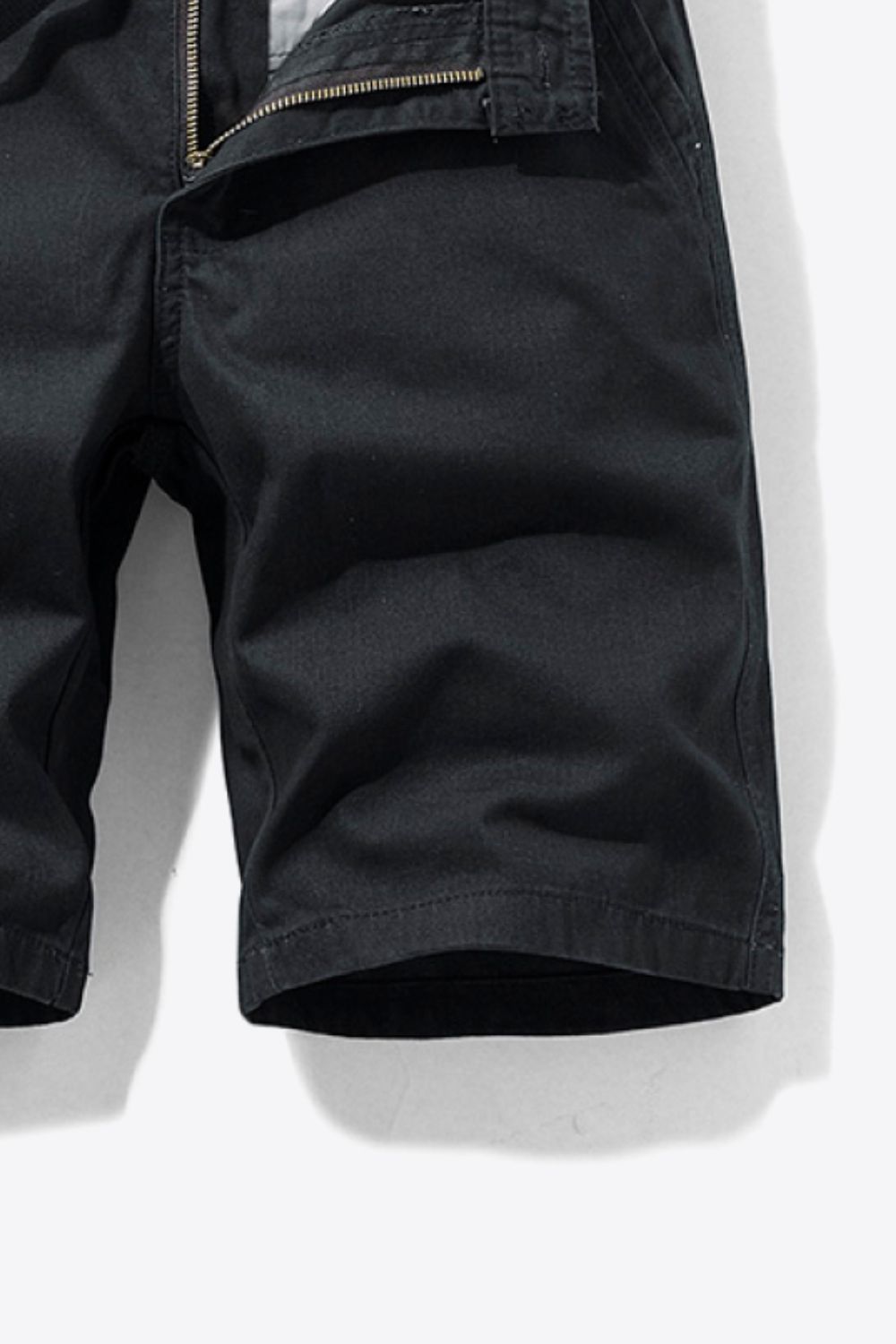 Belted Button and Zip Closure Shorts