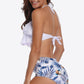 Two-Tone Ruffled Halter Neck Two-Piece Swimsuit