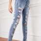 Full Size Button-Fly Distressed Skinny Jeans