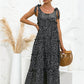 Polka Dot Adjustable Straps Tiered Dress