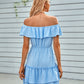 Ruffled Off-Shoulder Tied Dress