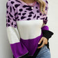Animal Print Color Block Sweater