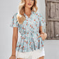 Floral Flutter Sleeve Peplum Blouse