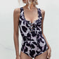 Animal Print Lace-Up Sleeveless Bodysuit
