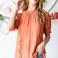 Frill Neck Short Flounce Sleeve Blouse