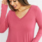 Zenana Full Size V-Neck Curved Hem Top in Rose