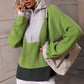 Color Block Half-Zip Dropped Shoulder Knit Pullover