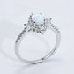Platinum-Plated Opal and Zircon Ring