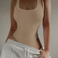Square Neck Open Back Ribbed Sleeveless Bodysuit