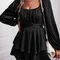 Long Balloon Sleeve Layered Romper