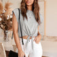 Tied Round Neck Crop Tee