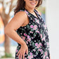 Plus Size Floral Tie Neck Tank