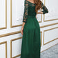 Spliced Lace Side Slit Boat Neck Maxi Dress