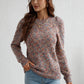 Multicolored Puff Sleeve Ribbed Trim Sweater