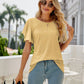 Eyelet Flutter Sleeve Round Neck Top