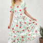 Girls Floral Puff Sleeve Ruffle Hem Dress