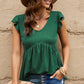 Ribbed Ruffle Sleeve Peplum Top