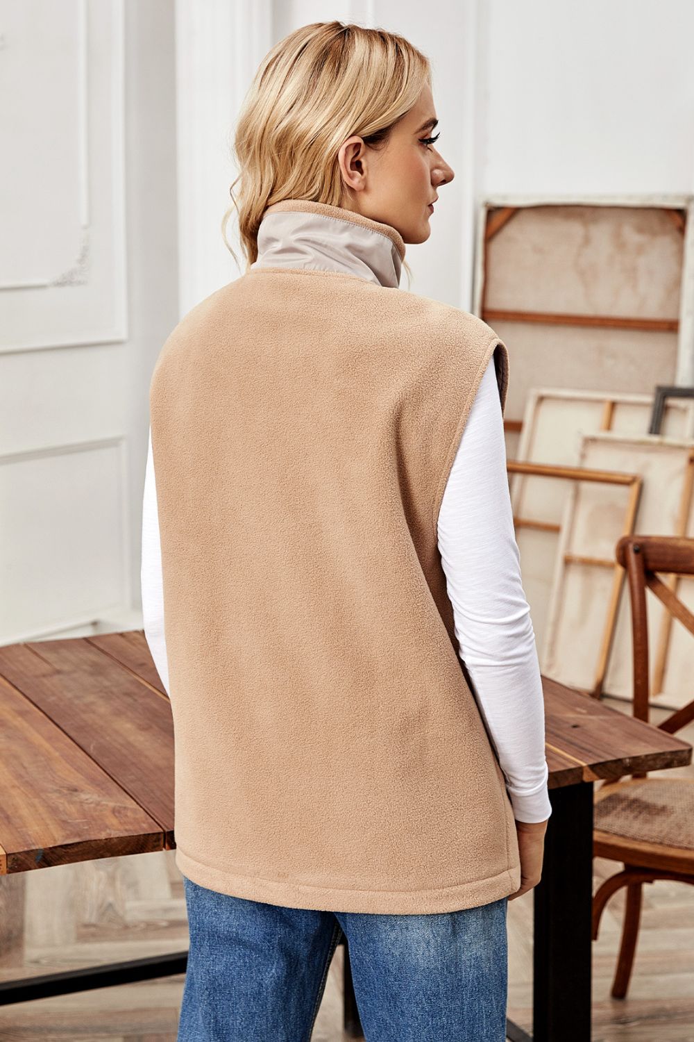 Zip Up Pocket Sherpa Vest
