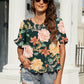Floral Ruffled Flounce Sleeve Blouse