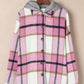 Plaid Button Front Brushed Hooded Jacket