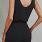 Exposed Seam Decorative Button Sleeveless Romper