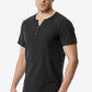 Buttoned Notched Neck Short Sleeve Tee