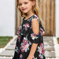 Girls Floral Cold-Shoulder Ruffled Top