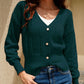Button Front V-Neck Openwork Cardigan