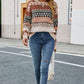 Geometric Dropped Shoulder Round Neck Sweater