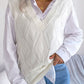 Openwork Ribbed Trim Sweater Vest