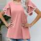 Pom-Pom Trim Flutter Sleeve Round Neck Tee