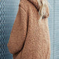 Full Size Half Zip Up Teddy Hoodie with Front Pocket