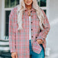 Plaid Curved Hem Dropped Shoulder Longline Shirt Jacket