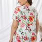 Plus Size Floral Print Sequin Pocket Tee