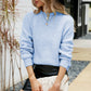 Rib-Knit Raglan Sleeve Crewneck Sweater
