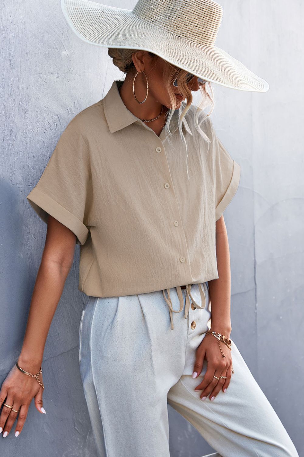 Button Down Cuffed Shirt