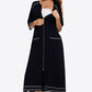 Zip Up Slit Night Dress with Pockets