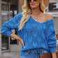 Openwork V-Neck Knit Top