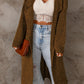 Ribbed Trim Belted Duster Sweater Cardigan