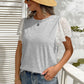Two-Tone Eyelet Flutter Sleeve Spliced Top
